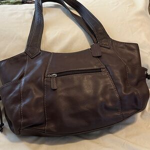 a.n.a Elegant Large Brown Leather Tote Bag